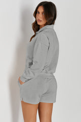 Half Button Sweatshirt and Shorts Active Lounge Set