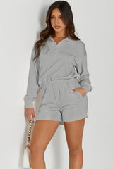 Half Button Sweatshirt and Shorts Active Lounge Set