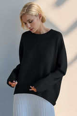 Round Neck Dropped Shoulder Sweater