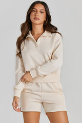 Half Button Sweatshirt and Shorts Active Lounge Set