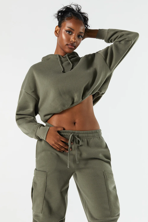 Fleece Cropped Hoodie