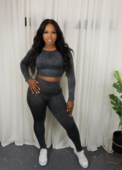 Dominique 2 Pc Long Sleeve Crop Top and Leggings Set