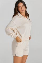 Half Button Sweatshirt and Shorts Active Lounge Set