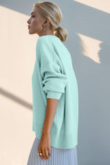 Round Neck Dropped Shoulder Sweater