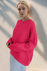 Round Neck Dropped Shoulder Sweater