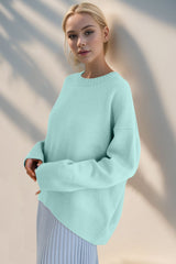 Round Neck Dropped Shoulder Sweater