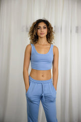 French Terry Cropped Tank and Joggers Set