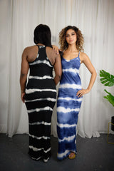 Stripe Tie-Dye Racerback Maxi Dress