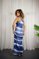 Stripe Tie-Dye Racerback Maxi Dress