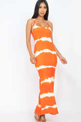 Stripe Tie-Dye Racerback Maxi Dress